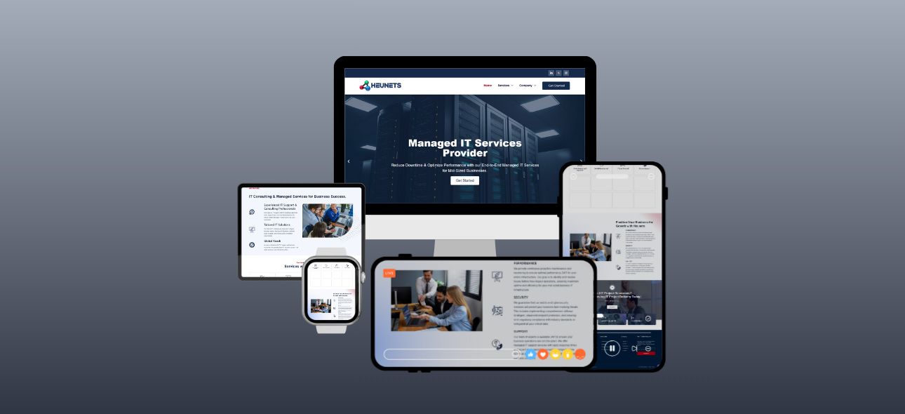 HeuNets internet service provider website design by Trilbyte